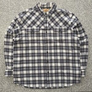 Red Head Ranch Flannel Shirt Mens XXL Long Sleeve Button Up Grey Plaid Stretch
